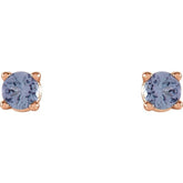 14K Rose 2.5 mm Natural Tanzanite Stud Earrings